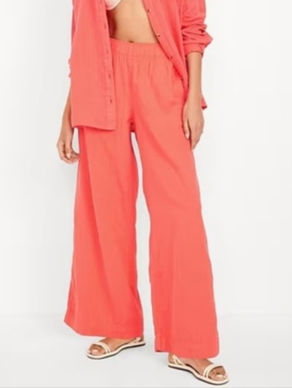 Cotton High Rise Wide Leg Pants